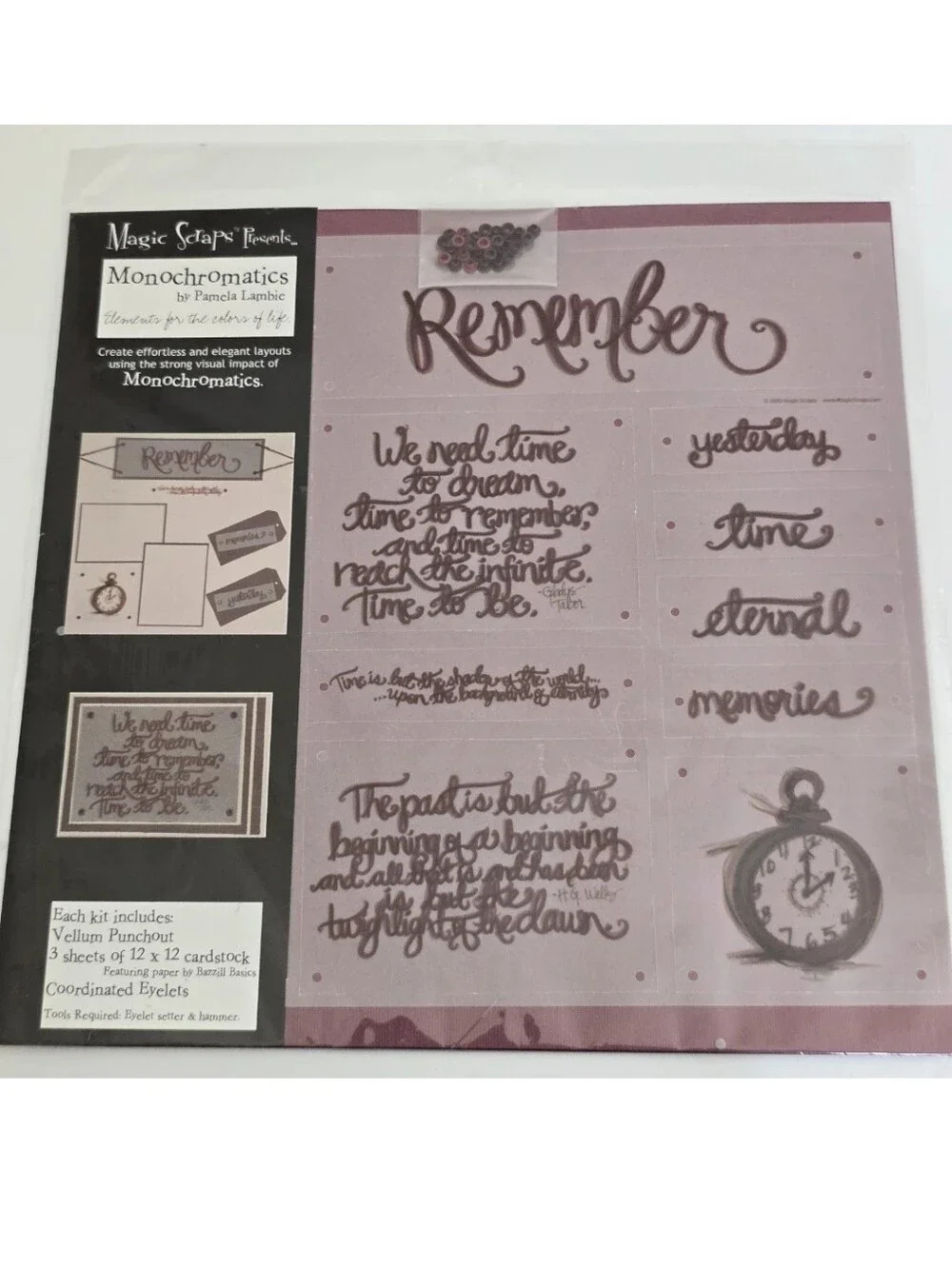 new MAGIC SCRAPS Monochromatics Remember Themed Scrapbook Junk Journal Combo Kit